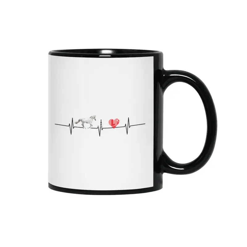 Horse Horse Love Heart Heartbeat Riding Siyah Kupa