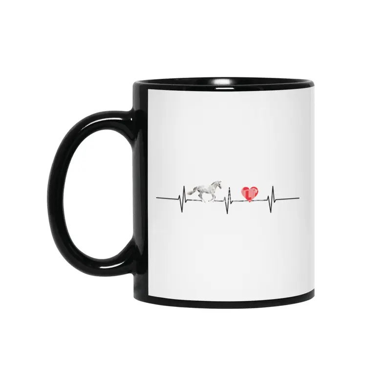 Horse Horse Love Heart Heartbeat Riding Siyah Kupa