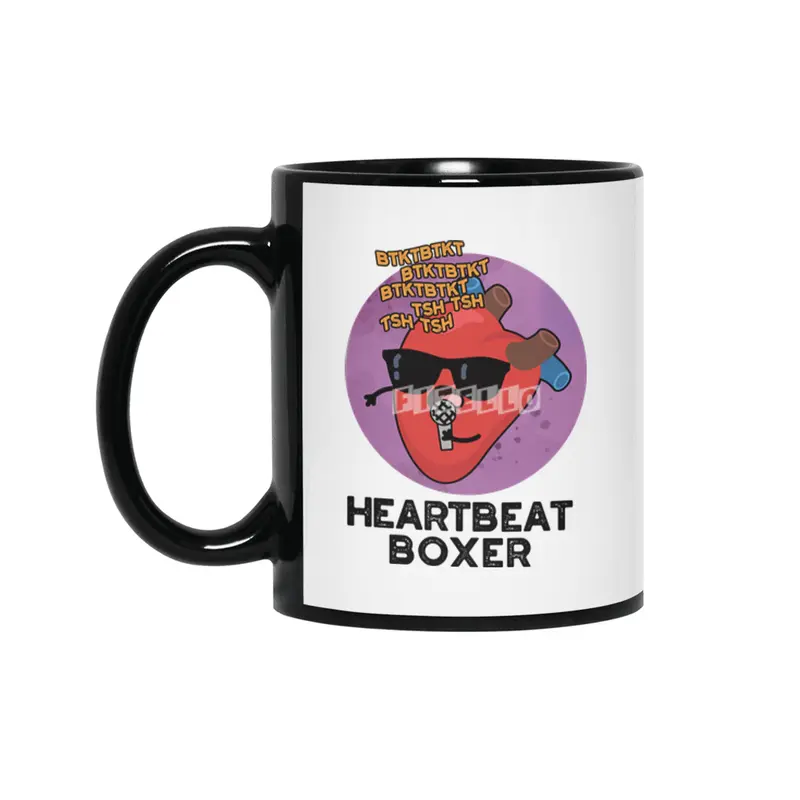 Heartbeat Boxer Cute Music Heart Pun Siyah Kupa