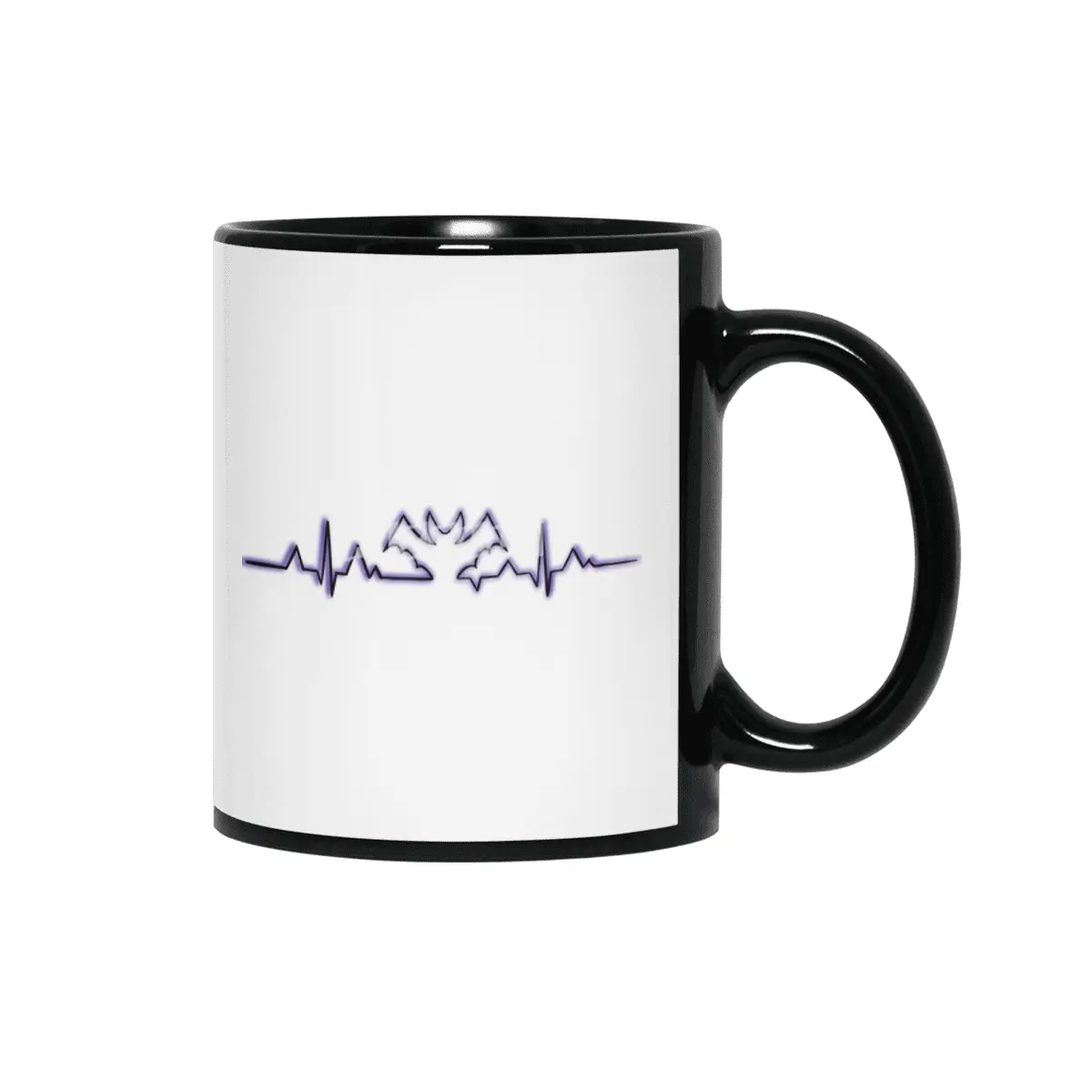 Purple Bats in my Heart - Halloween Heartbeat Siyah Kupa