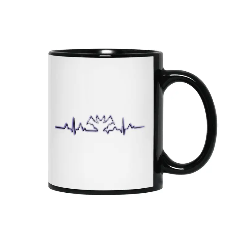 Purple Bats in my Heart - Halloween Heartbeat Siyah Kupa