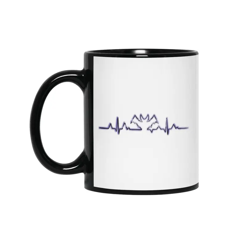 Purple Bats in my Heart - Halloween Heartbeat Siyah Kupa