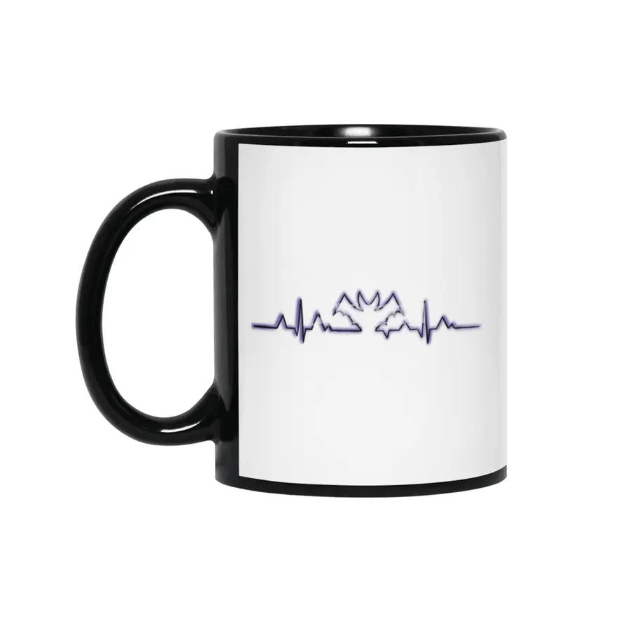 Purple Bats in my Heart - Halloween Heartbeat Siyah Kupa
