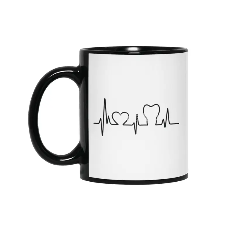 Dental Tooth Heartbeat Black Design Siyah Kupa