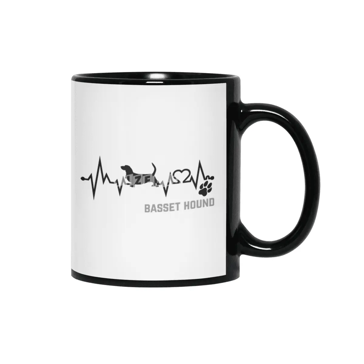 Basset Hound in Heartbeat Siyah Kupa