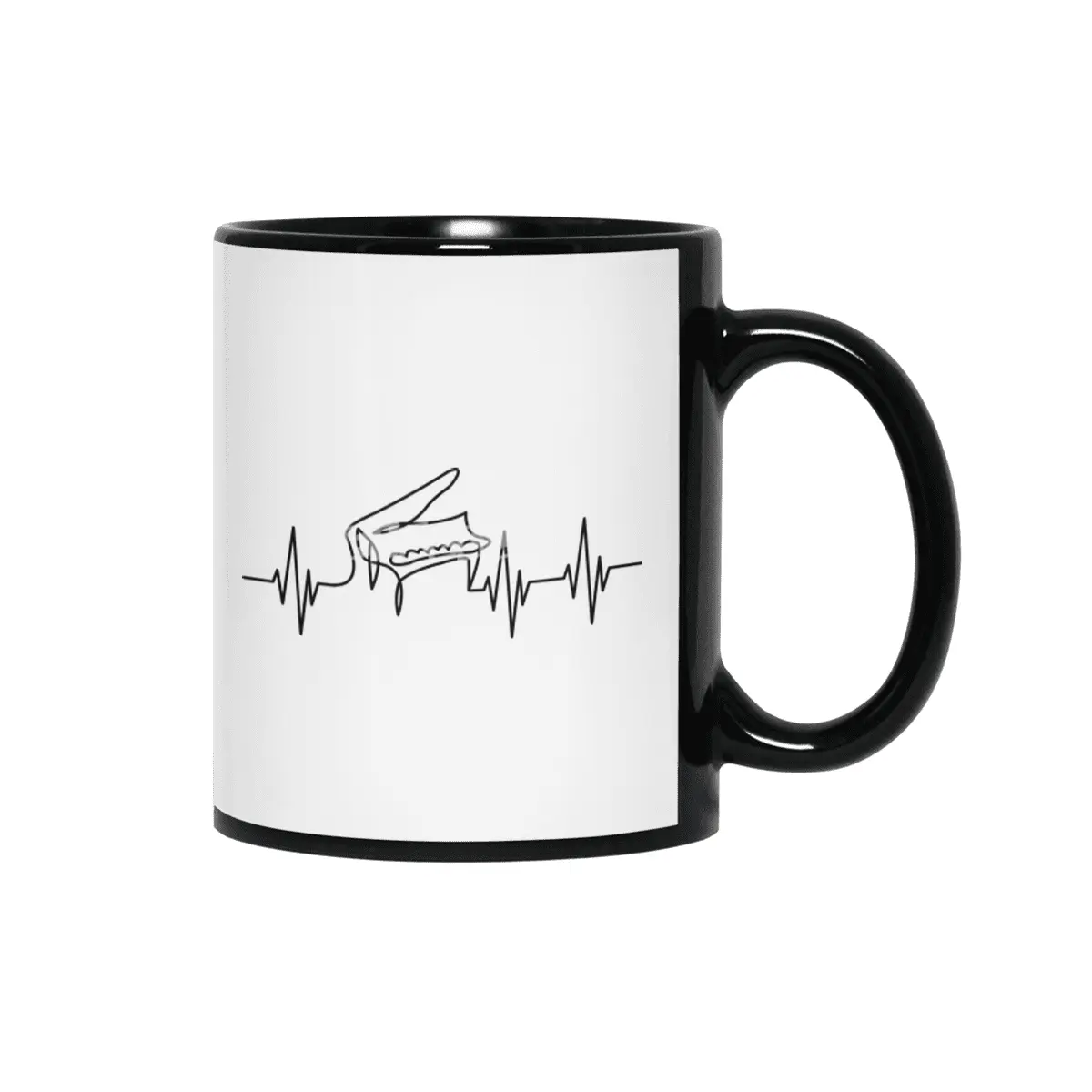 Heartbeat Pulse Piano Grand Piano Pianist Siyah Kupa
