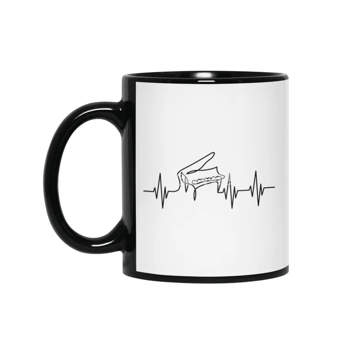 Heartbeat Pulse Piano Grand Piano Pianist Siyah Kupa