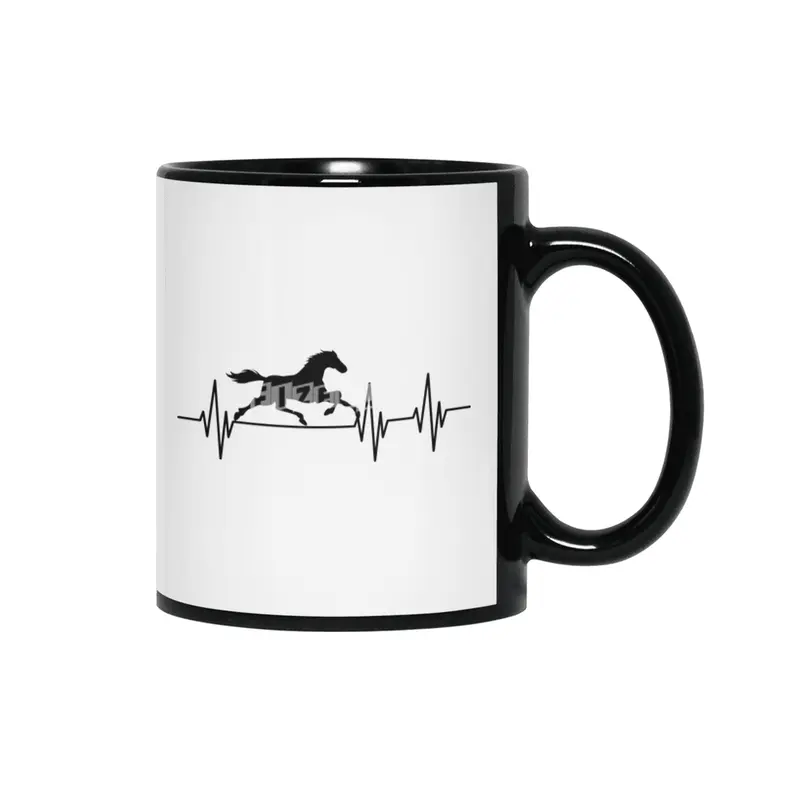 Horse Heartbeat Rider Pulse Gift horses Siyah Kupa