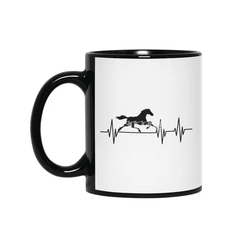 Horse Heartbeat Rider Pulse Gift horses Siyah Kupa