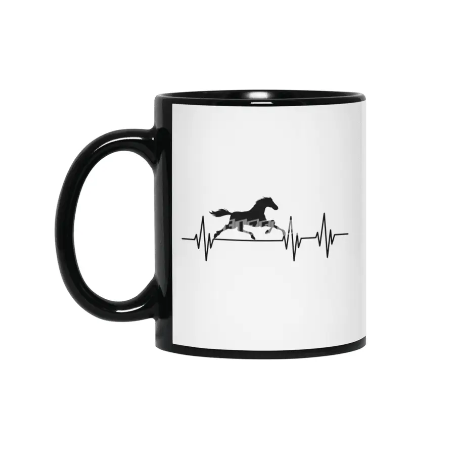 Horse Heartbeat Rider Pulse Gift horses Siyah Kupa