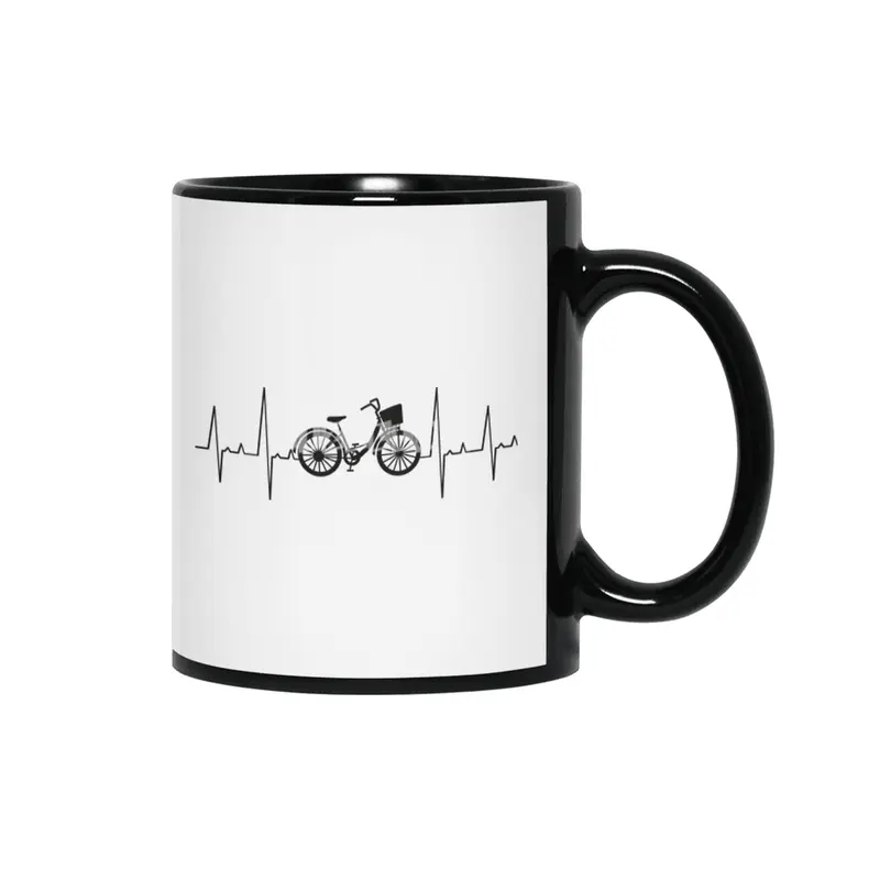 Heartbeat City Bike Bicycle Pulse Heartbeat Siyah Kupa