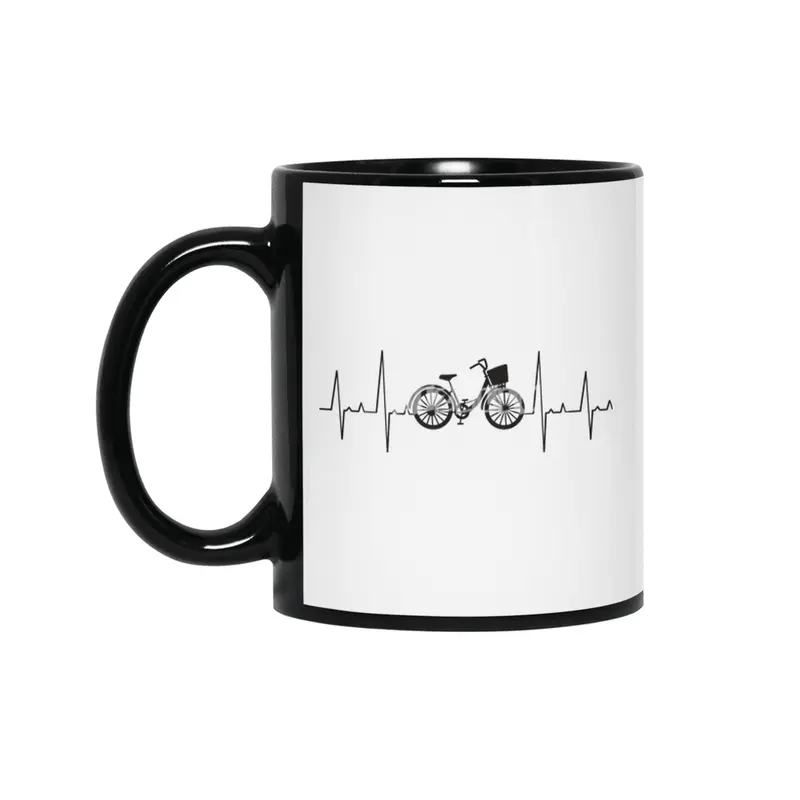 Heartbeat City Bike Bicycle Pulse Heartbeat Siyah Kupa