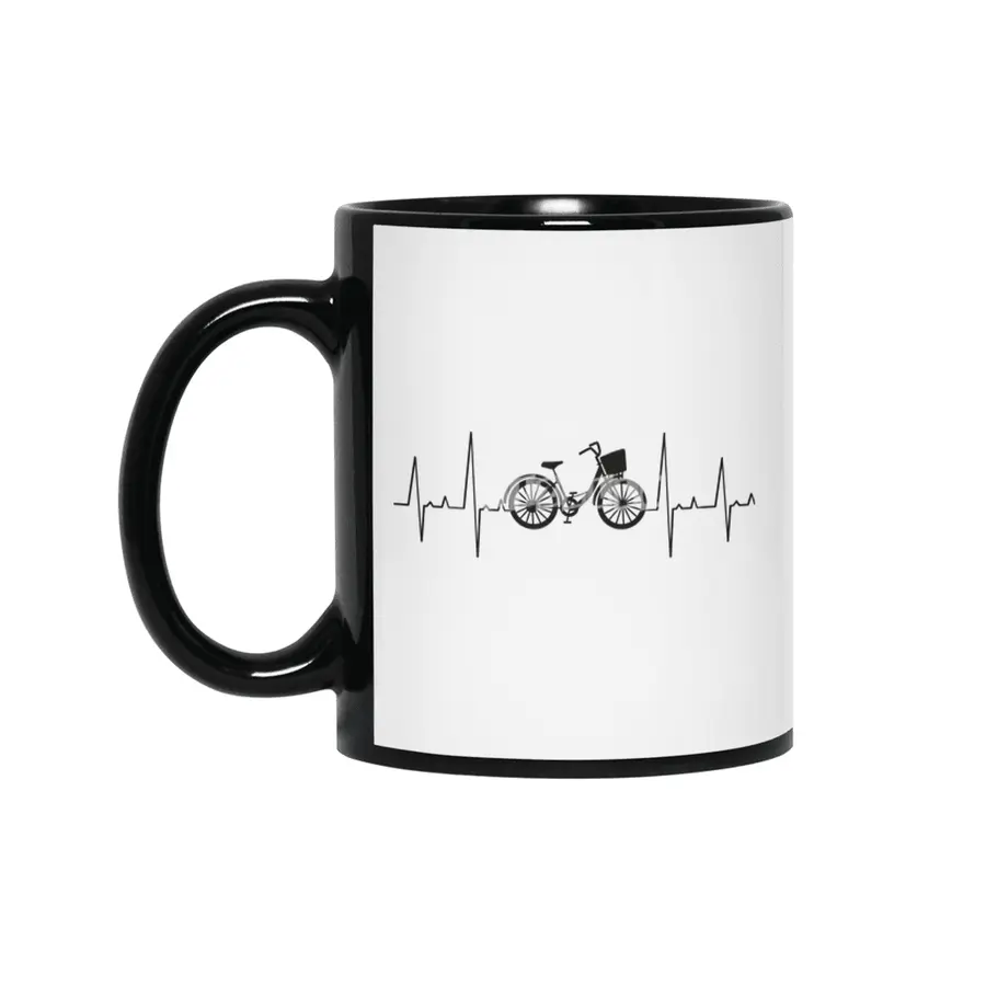 Heartbeat City Bike Bicycle Pulse Heartbeat Siyah Kupa