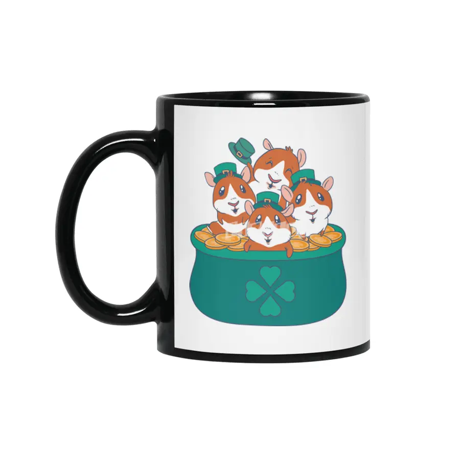 Guinea Pigs St Patricks Day Pot of Gold Siyah Kupa