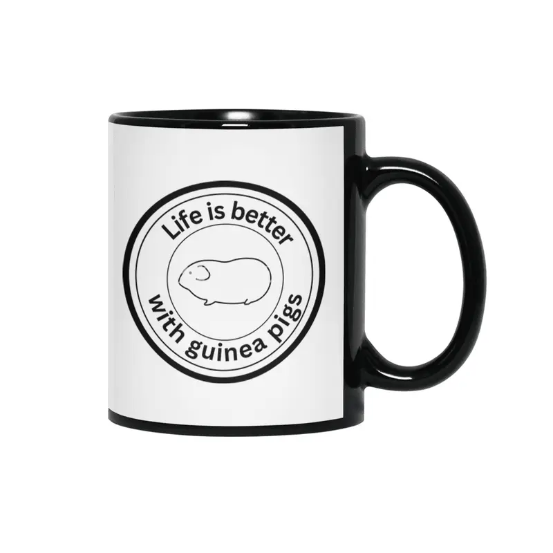 Life is better with guinea pigs - black Siyah Kupa