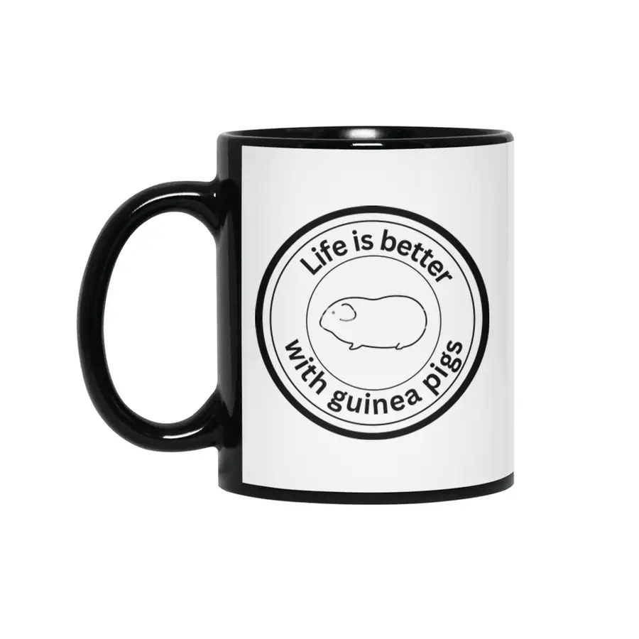 Life is better with guinea pigs - black Siyah Kupa