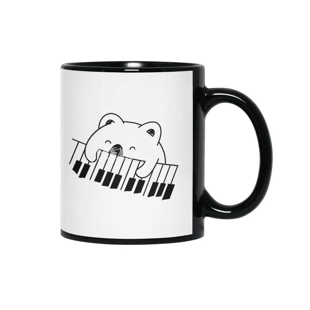 koala happy with piano Siyah Kupa