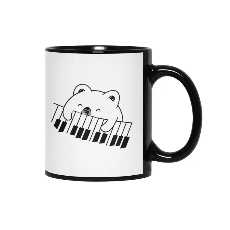 koala happy with piano Siyah Kupa