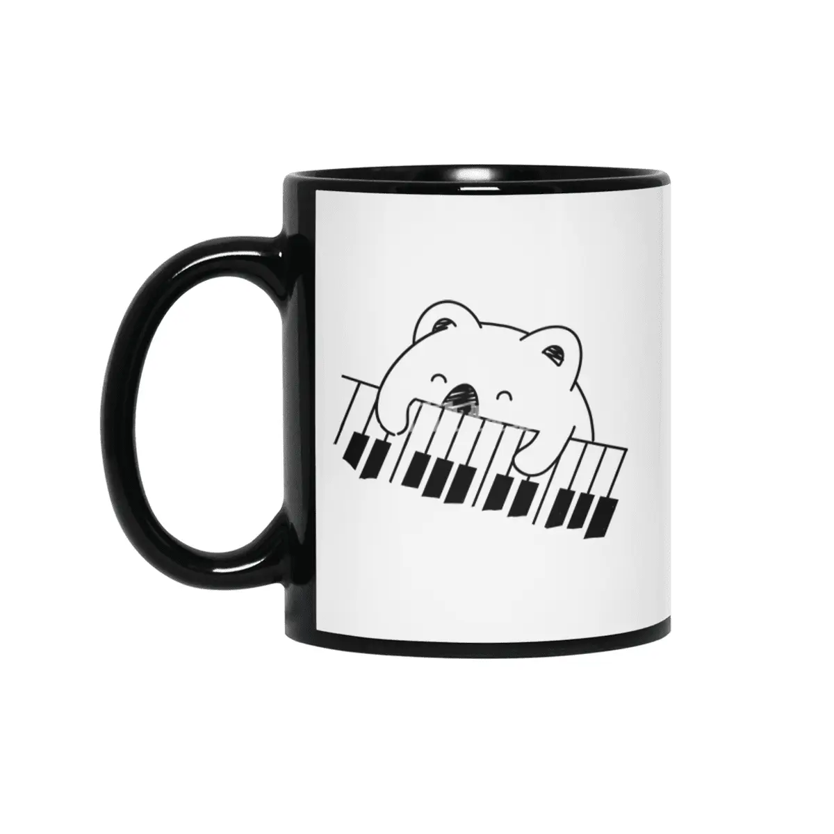 koala happy with piano Siyah Kupa