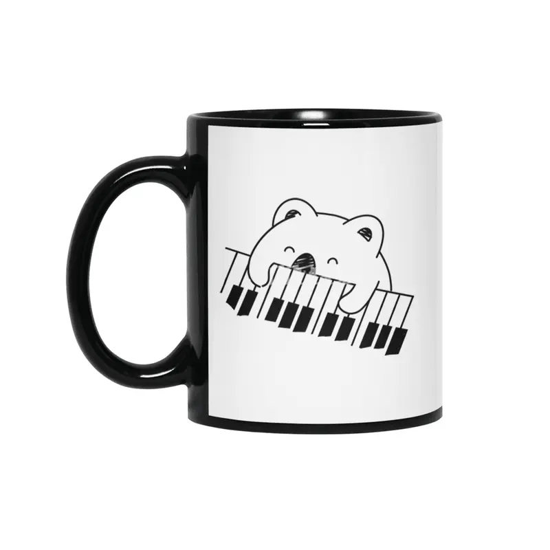 koala happy with piano Siyah Kupa