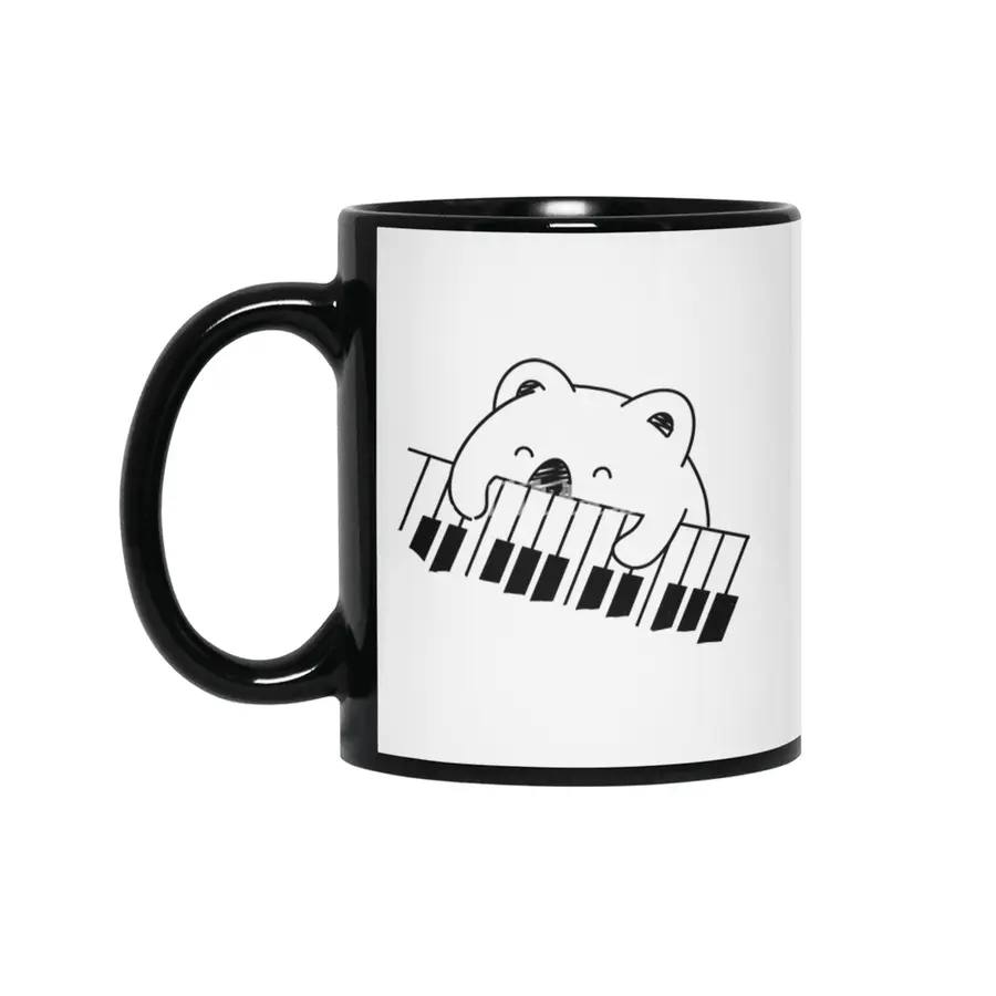 koala happy with piano Siyah Kupa