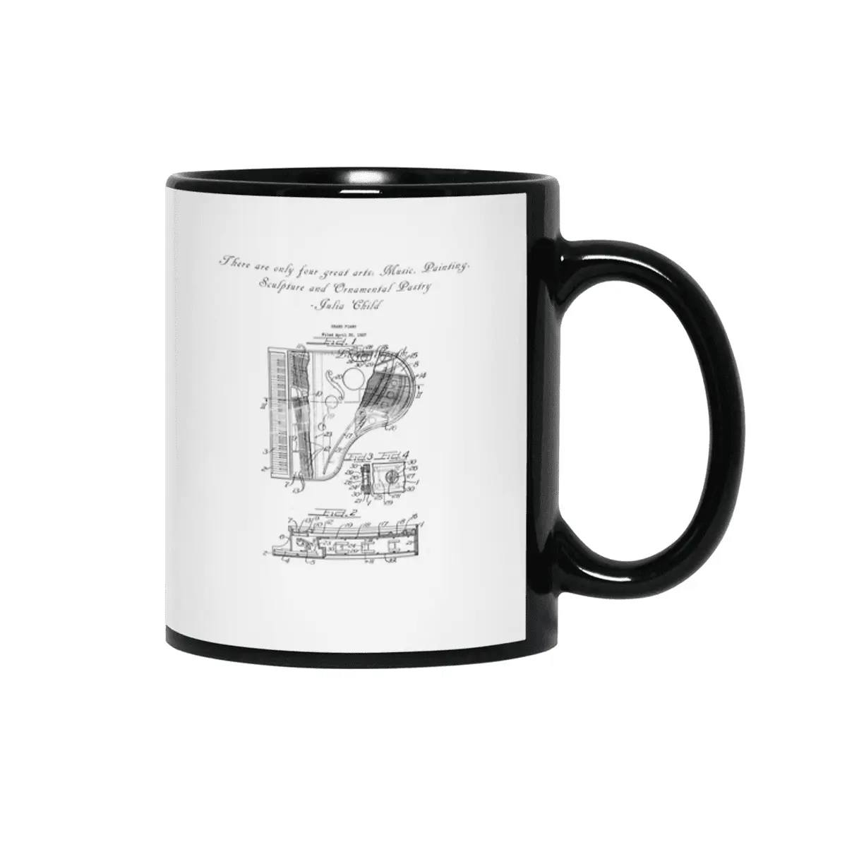 There are only four great art...Piano patent print Siyah Kupa