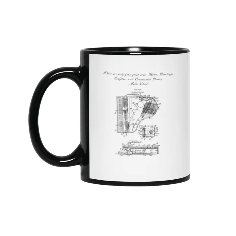 There are only four great art...Piano patent print Siyah Kupa