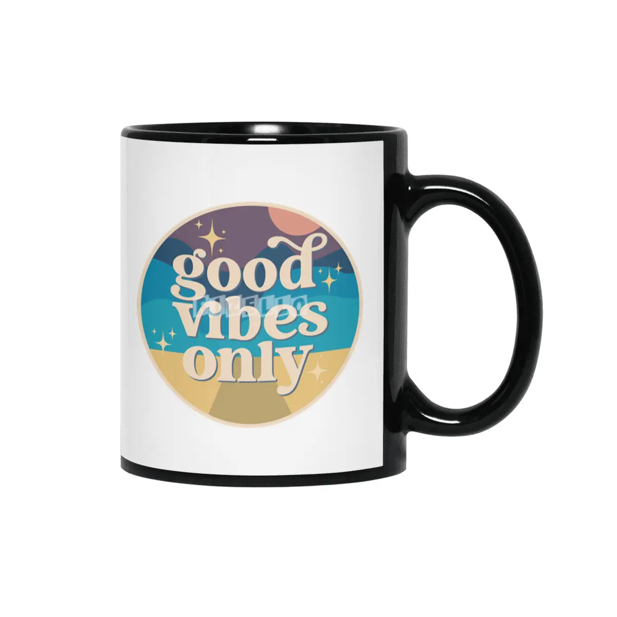 Desert Serenity: Good Vibes Only Siyah Kupa