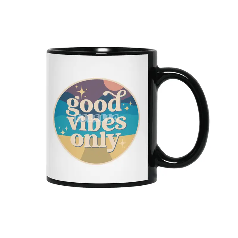 Desert Serenity: Good Vibes Only Siyah Kupa