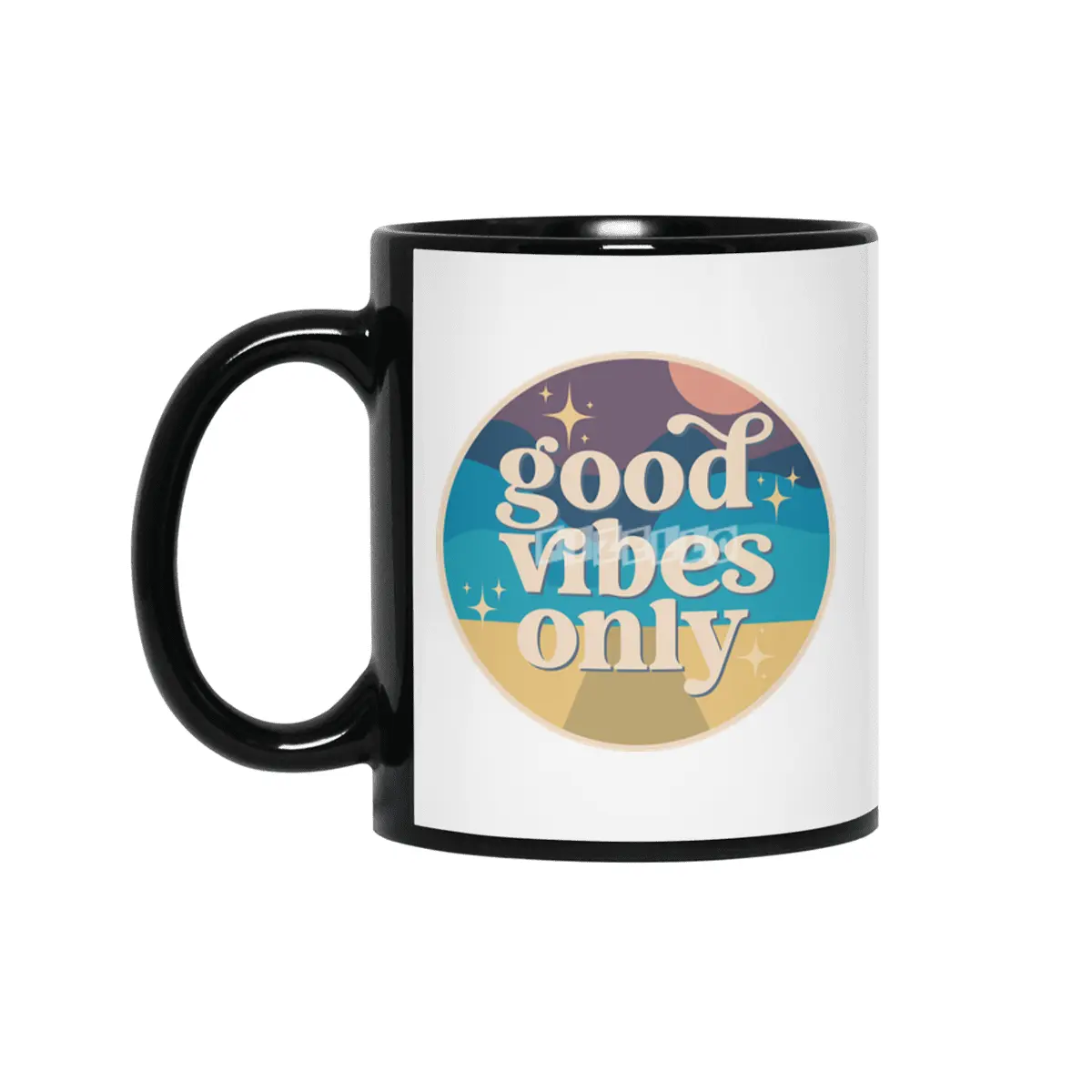 Desert Serenity: Good Vibes Only Siyah Kupa