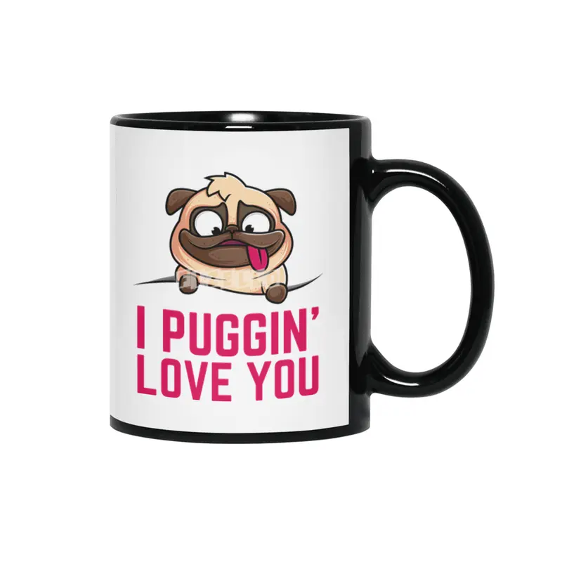 My Pug Is My Valentine Siyah Kupa