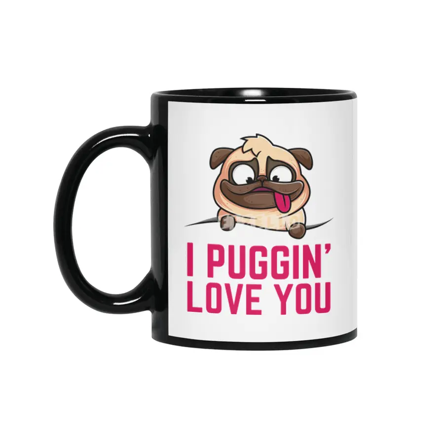 My Pug Is My Valentine Siyah Kupa