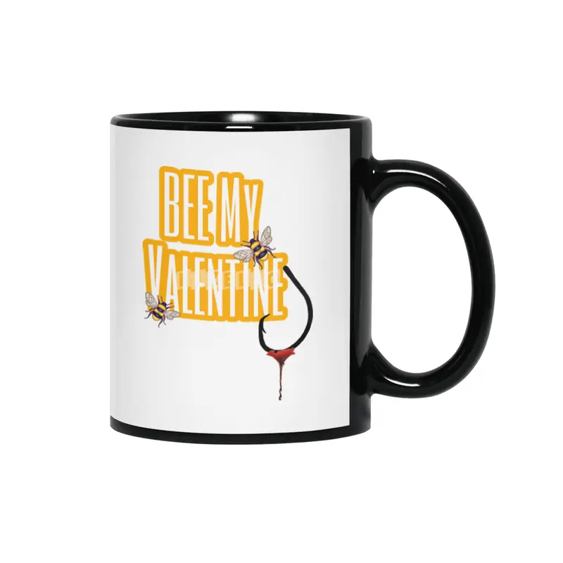 Bee My Valentine Siyah Kupa