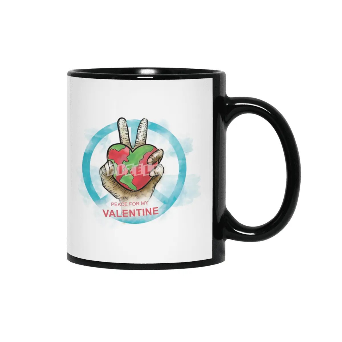 peace for my valentine Siyah Kupa