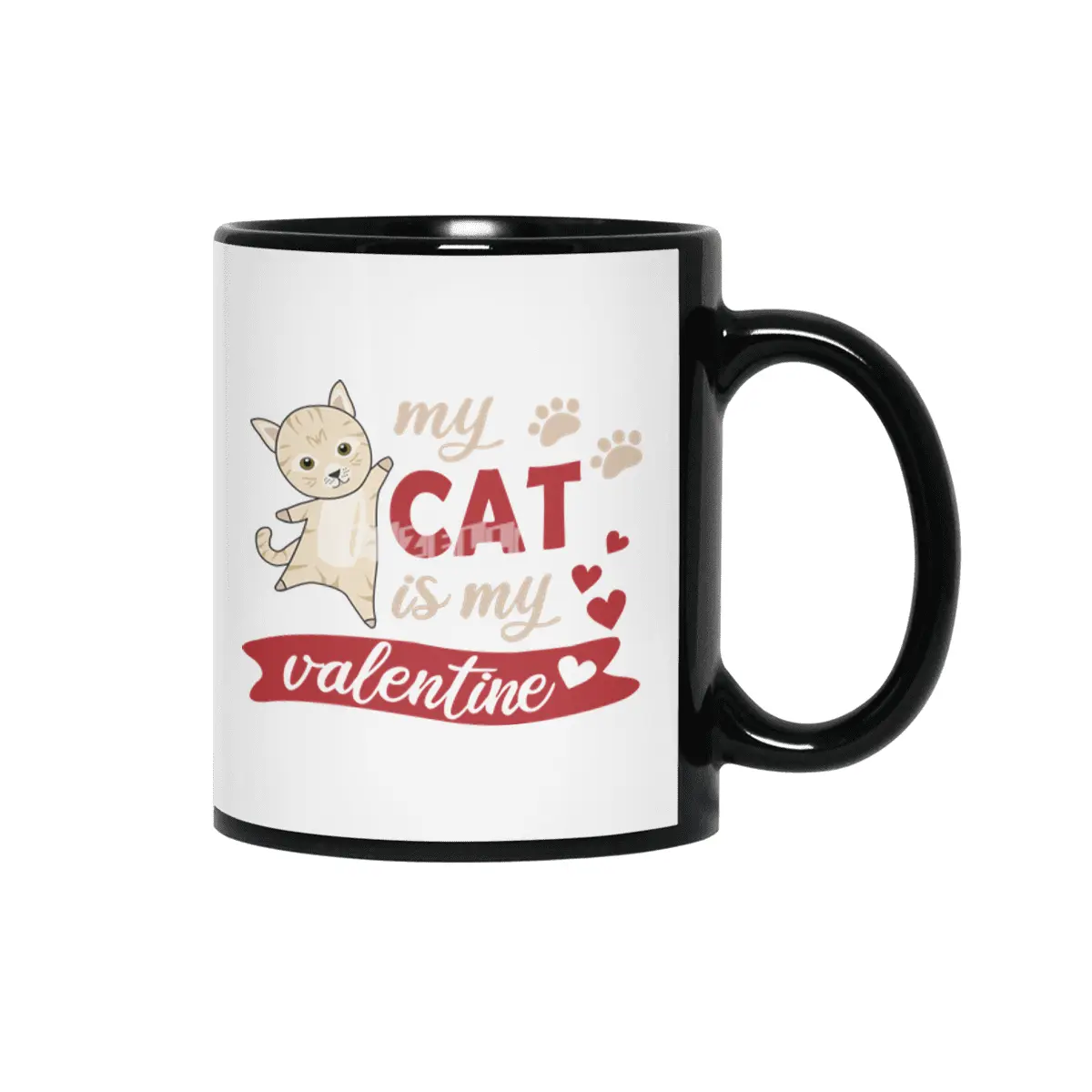 Cute Cat Valentine's Day My Cat Is My Valentine Siyah Kupa