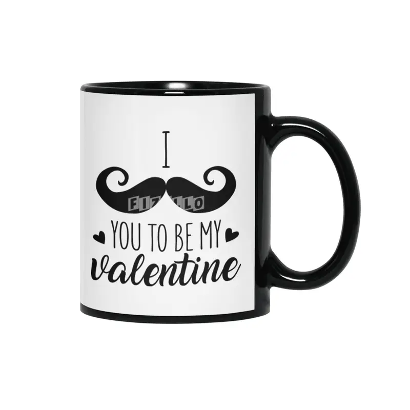 I Moustache You To Be My Valentine Siyah Kupa