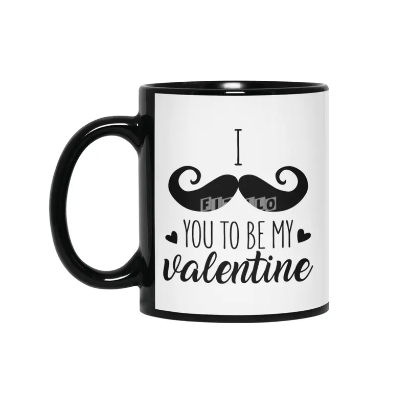 I Moustache You To Be My Valentine Siyah Kupa