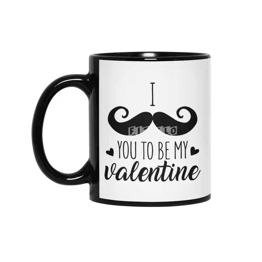 I Moustache You To Be My Valentine Siyah Kupa