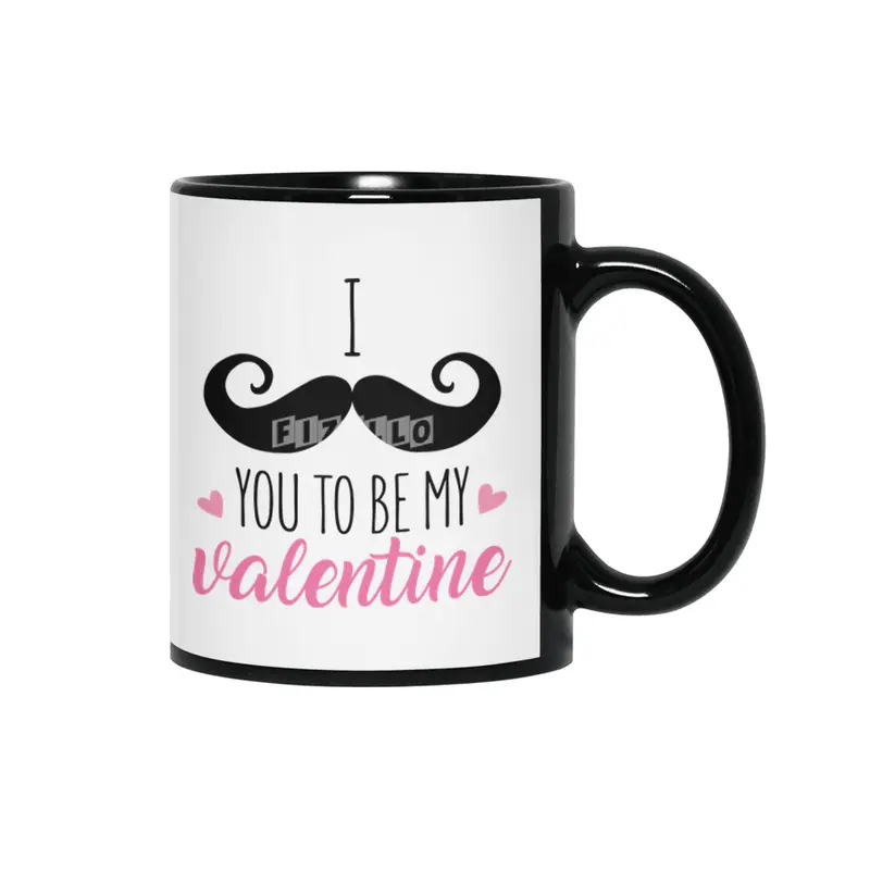 I Moustache You To Be My Valentine Siyah Kupa