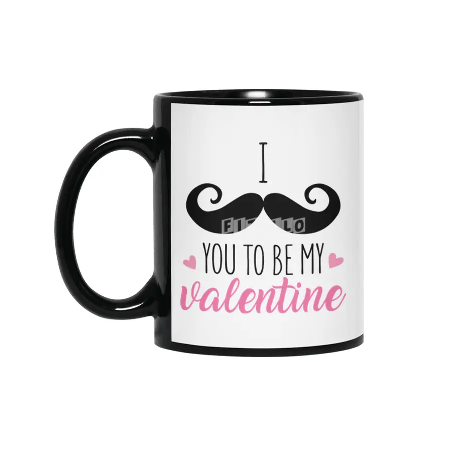 I Moustache You To Be My Valentine Siyah Kupa