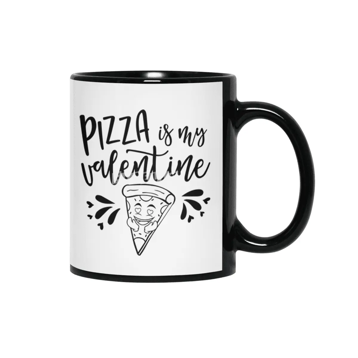 PIzza Is My Valentine Siyah Kupa