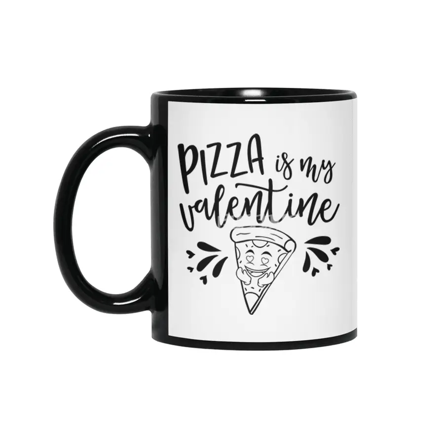 PIzza Is My Valentine Siyah Kupa