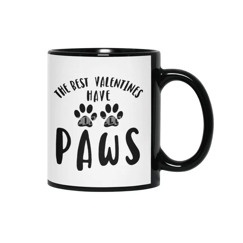 The best valentines have paws, My Valentine has Paws, Dog Valentines Day Siyah Kupa