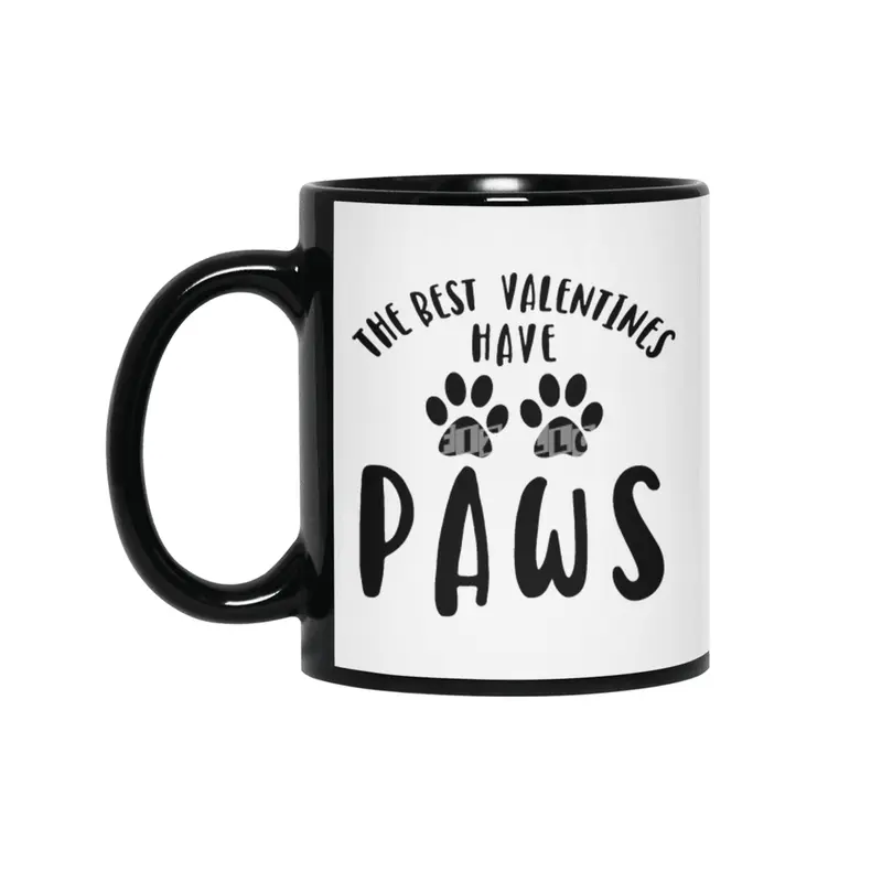 The best valentines have paws, My Valentine has Paws, Dog Valentines Day Siyah Kupa