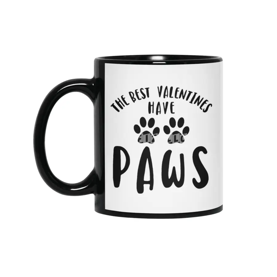 The best valentines have paws, My Valentine has Paws, Dog Valentines Day Siyah Kupa