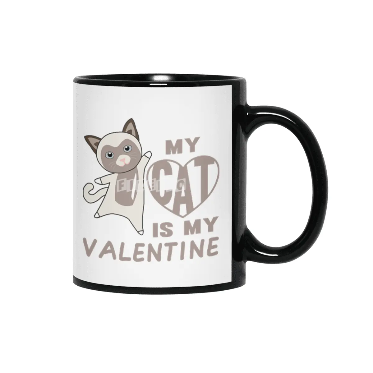 My Cat Is My Valentine Brown Cute Cats Siyah Kupa