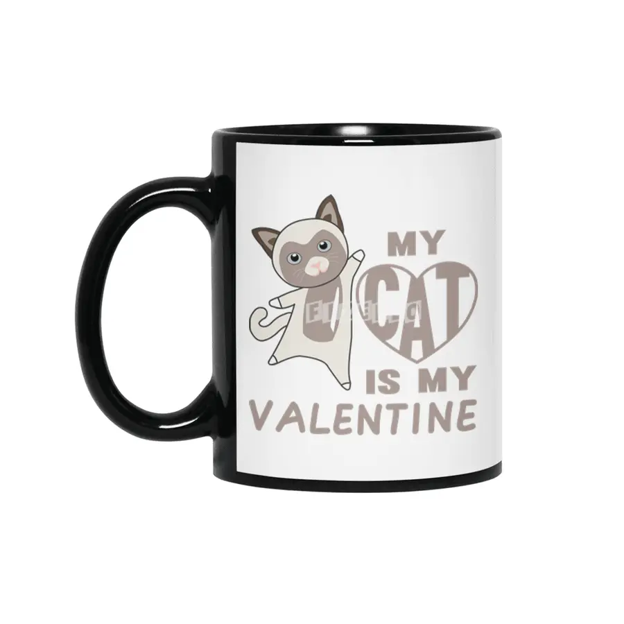 My Cat Is My Valentine Brown Cute Cats Siyah Kupa
