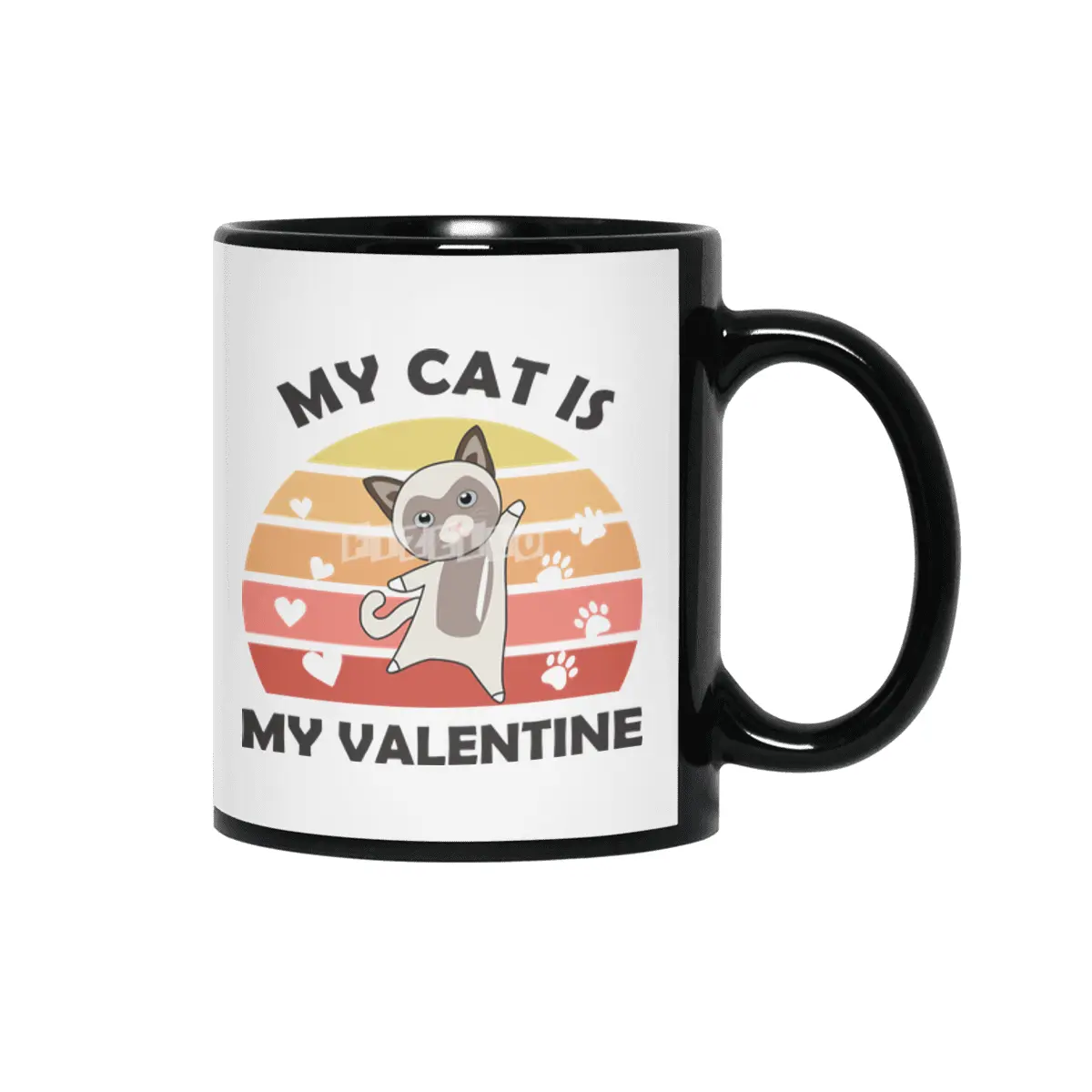 My Cat Is My Valentine Cats Siamese Cat Vintage Siyah Kupa