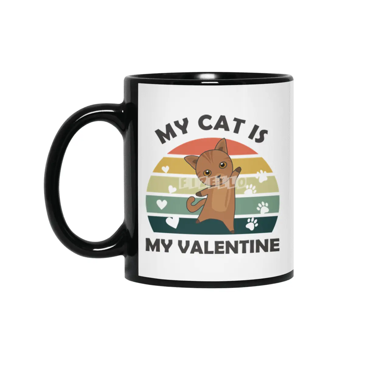 My Cat Is My Valentine Cats Vintage Cat Siyah Kupa