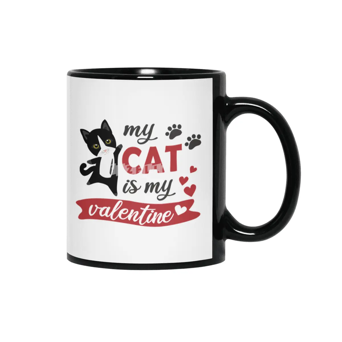 My Cat Is My Valentine Cute Black Cats Heart Siyah Kupa
